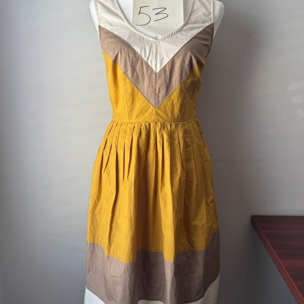 eShakti Goldenrod and Brown Midi Dress